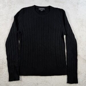 Iris Singer Sweater Womens Medium (Fits Small) Black 100% Cashmere Cable Knit